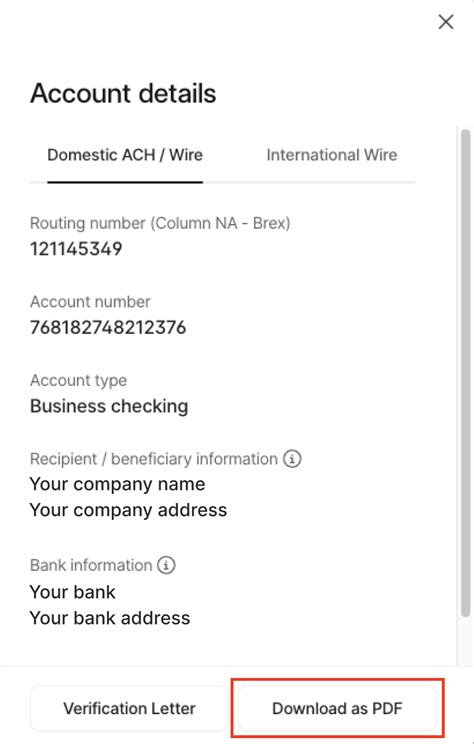 Bank Details for a Wire Transfer .